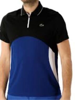 Lacoste Men's Sport Short Sleeve Colorblock Ultra Dry Zip Polo Shirt-Size Medium